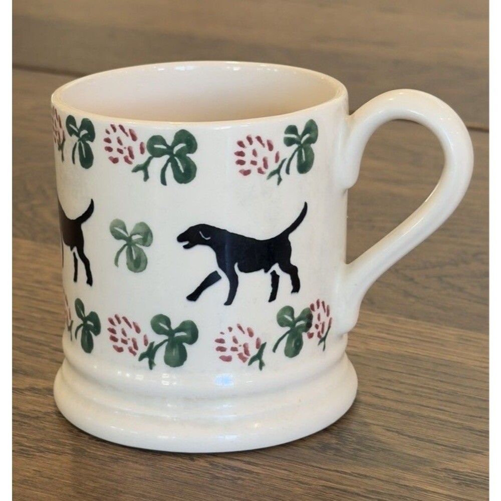 Vintage Emma Bridgewater Black Labrador & Clover Half Pint Ceramic Mug Retired